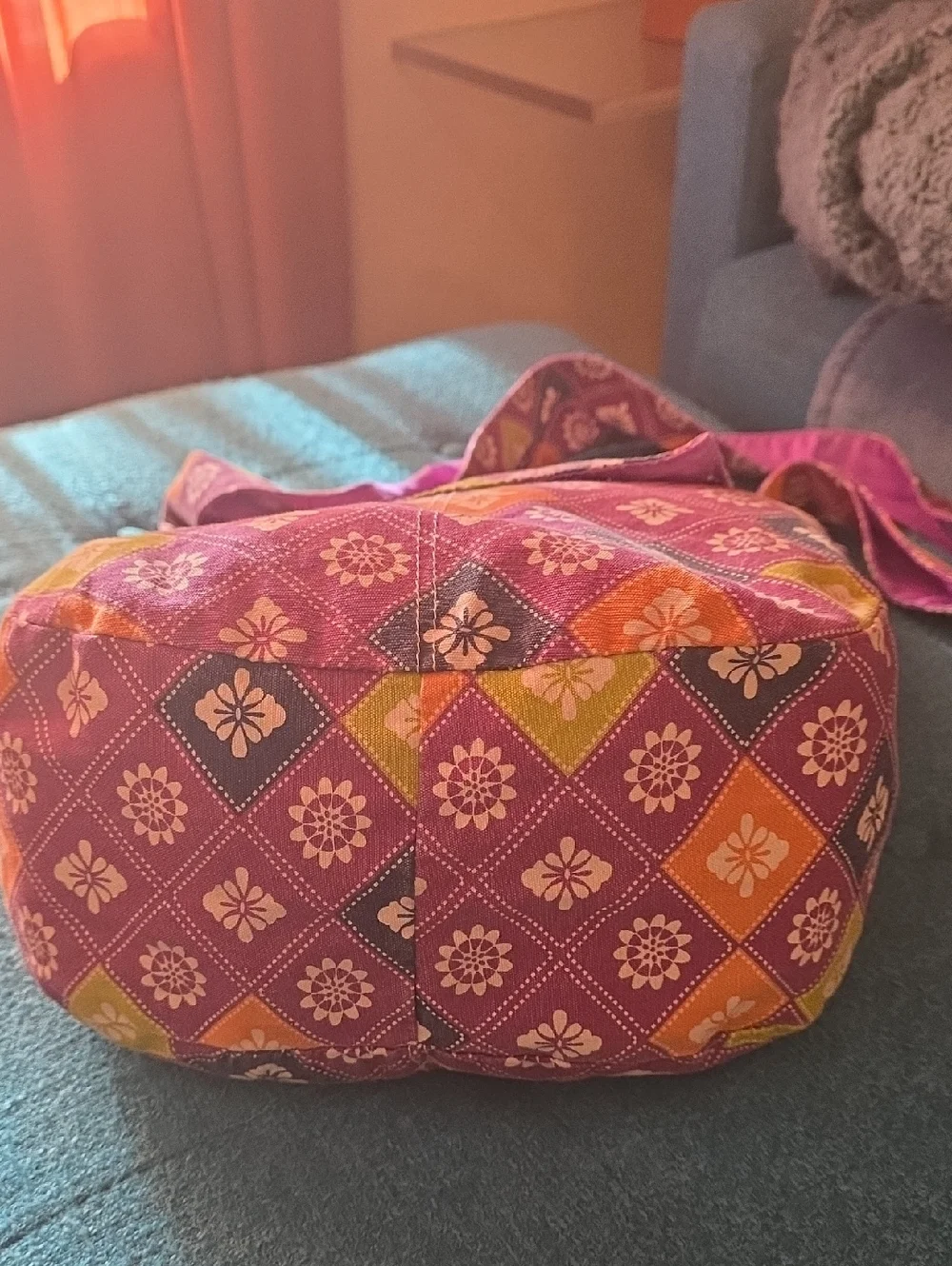 VTG Purple Floral Geometric Hobo Sling Bag TVD Caroline Forbes Wardrobe Match!